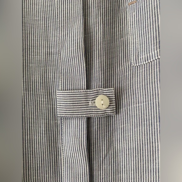 NWOT Lunya Linen Silk Long Tunic Robe Striped White Blue Size Small - Picture 4 of 5